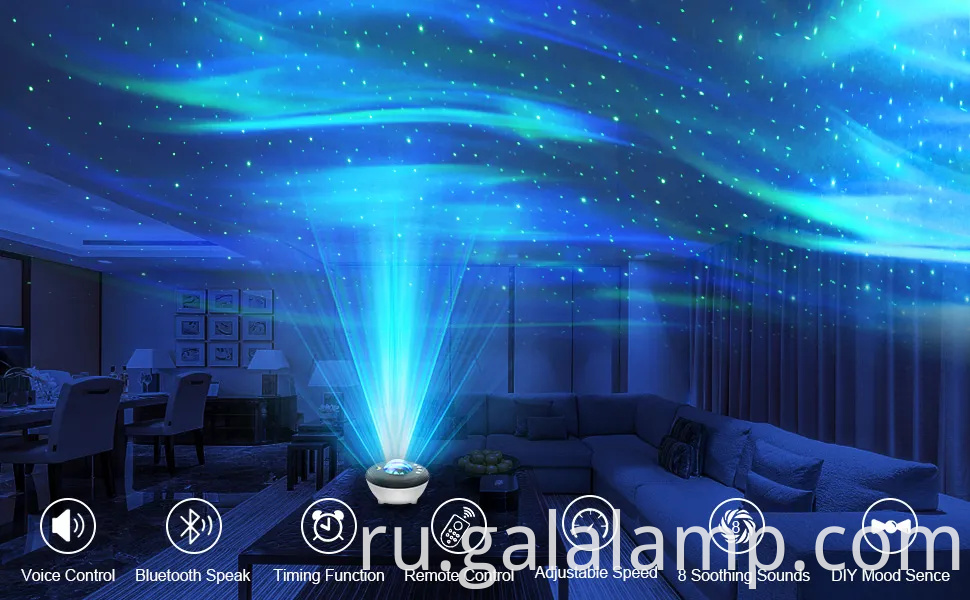 Aurora Star Projector Galaxy Projector Lights для спальни, Wi -Fi Heampula Proctor Proctor Night Light с музыкальной динамикой